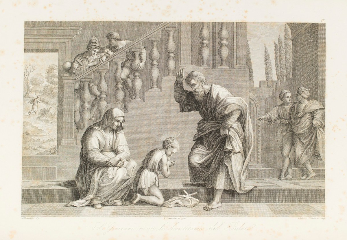 Franciabigio, Saint John recieving the benediction from the Pope.