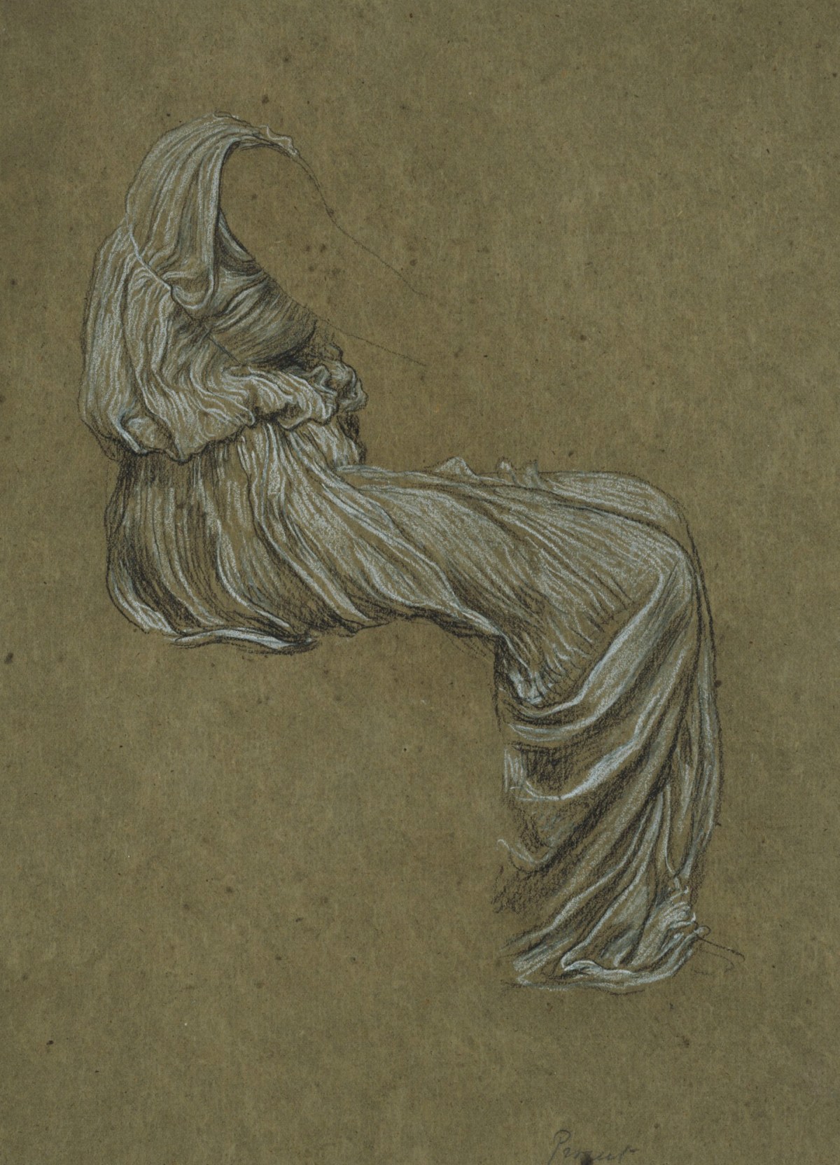 Lord Leighton PRA, Study of a draped, seated female figure for 'Music'
