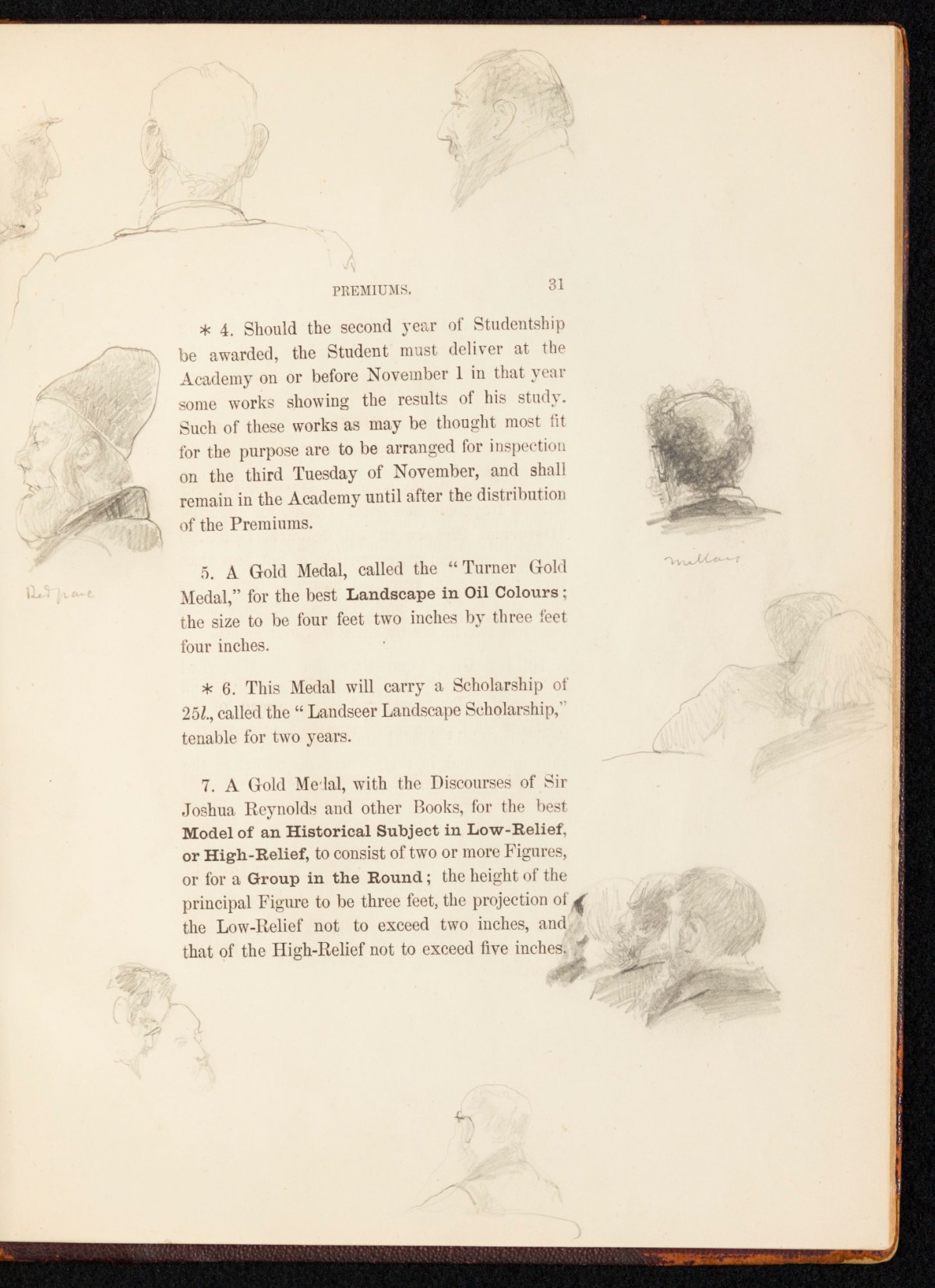 Sir Lawrence Alma-Tadema RA, A copy of the RA Laws as relating to the Schools, annotated and with sketches by Alma-Tadema