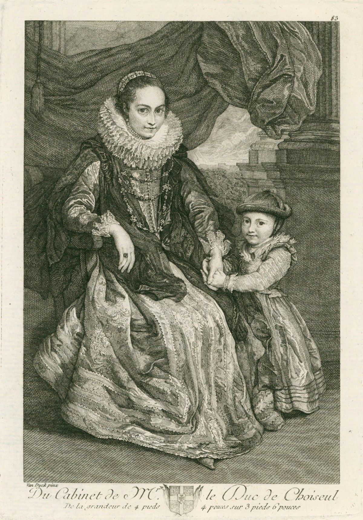 Anthony Van Dyck, Portrait of an unknown lady with her daughter
