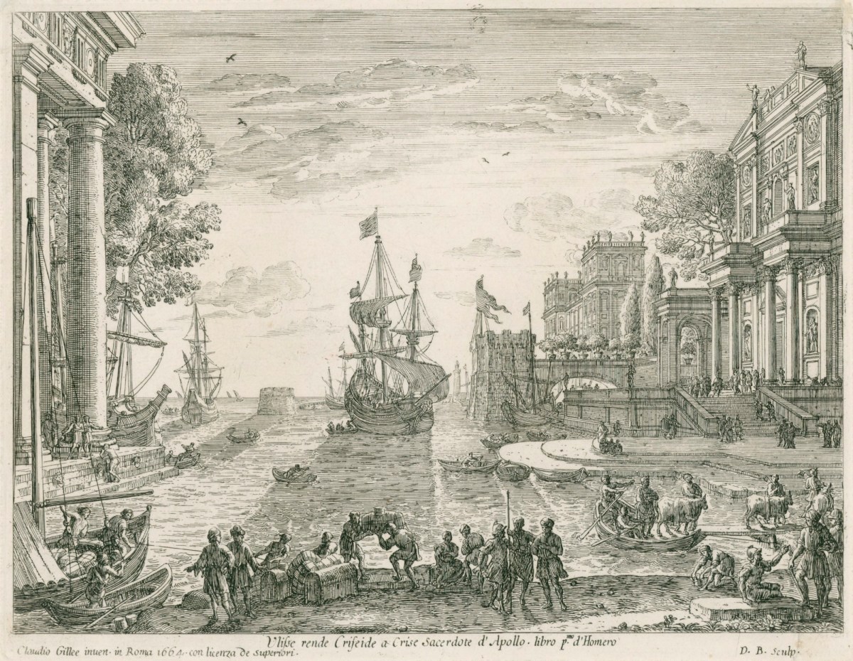 Dominique Barrière, Seaport with Ulysses restituting Chryseis to her father Chryses