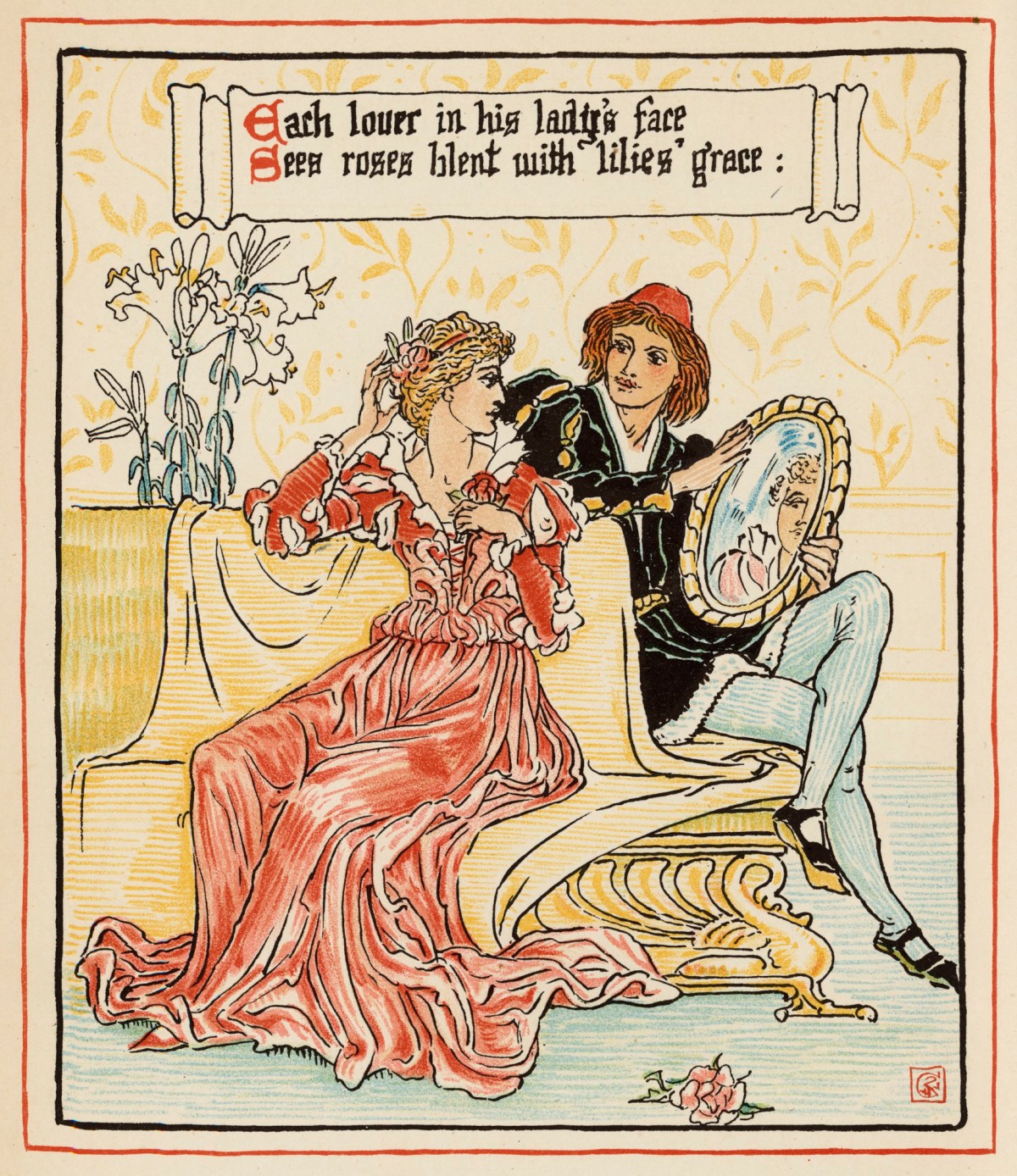 Walter Crane, 'Each lover in his lady's face ...'