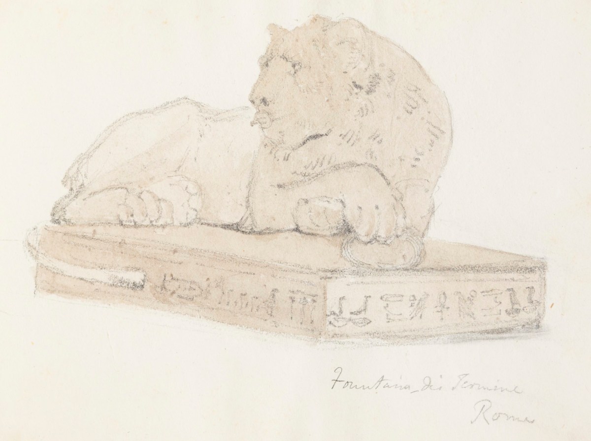 Richard Westmacott the Younger RA, Sketch of a sculpted lion from the Fontana dell'Acqua Felice