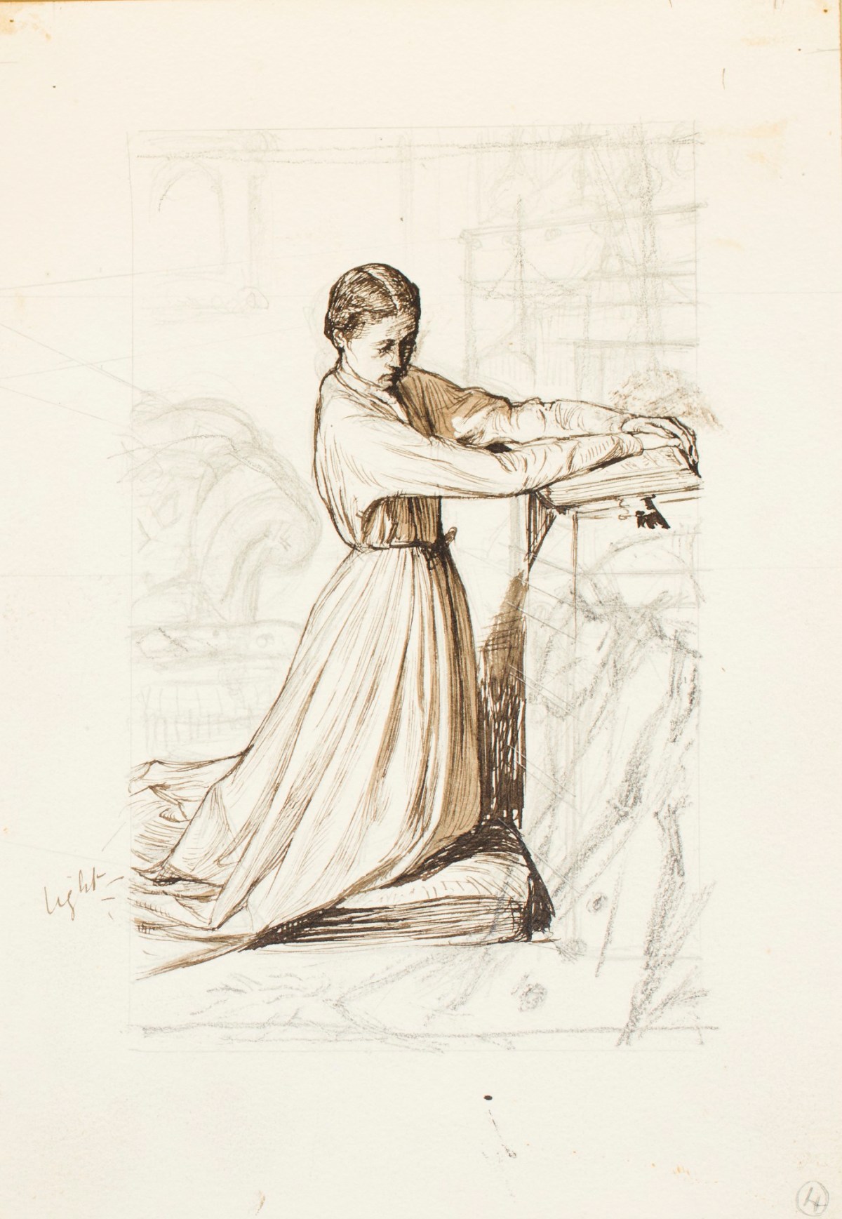 Henry Hugh Armstead RA, Study of a kneeling woman for an illustration