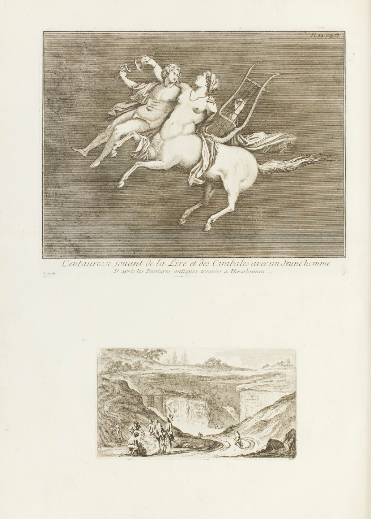 Jean Barbault, 'Centauresse jouant de la Lire et des Cimbales avec un Jeune homme.'