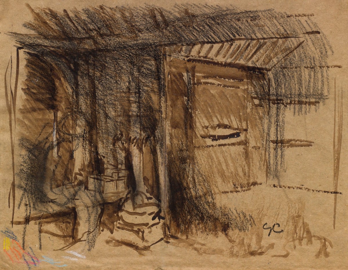 Sir George Clausen RA, Sketch of a barn interior