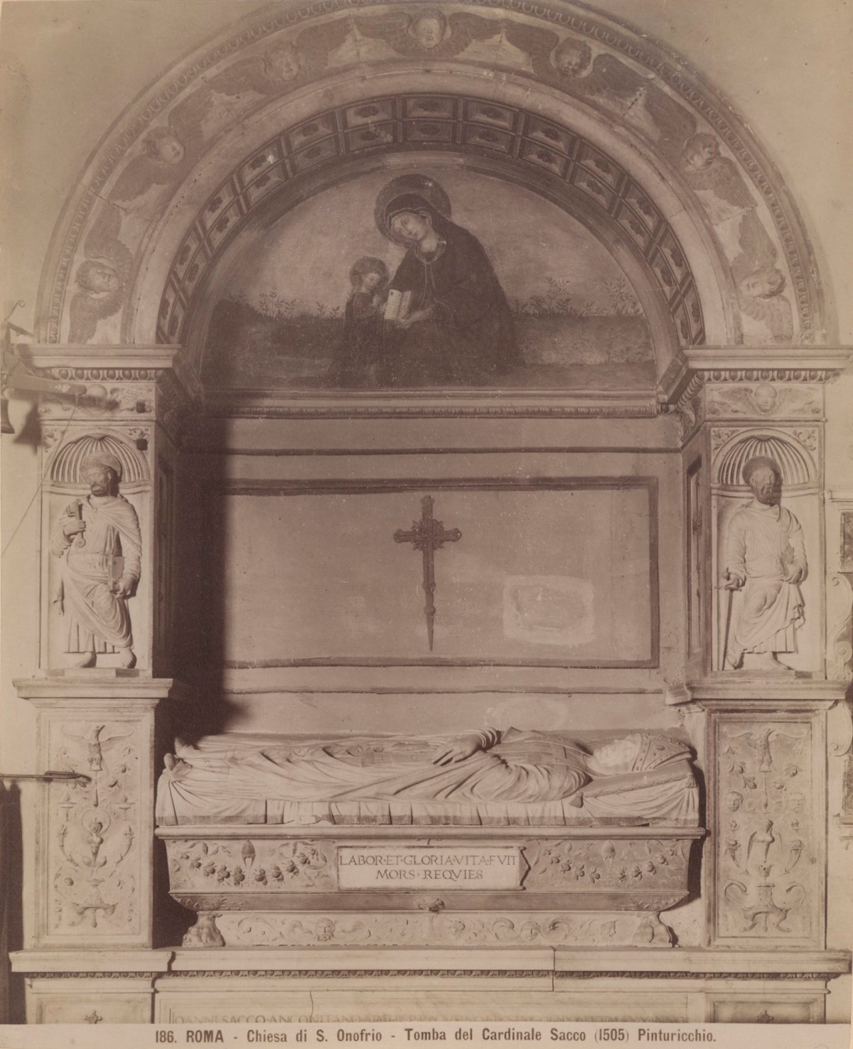 Unidentified photographer, Photograph of the monument to Giovanni Sacco (d.1505) in the Church of S. Onofrio, Rome
