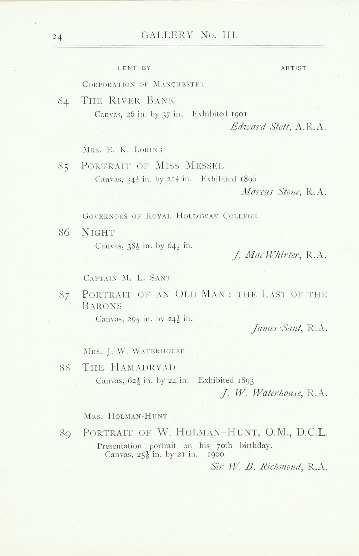 Page 26 of 1922 - Exhibition of Works by recently deceased Members of the Royal Academy