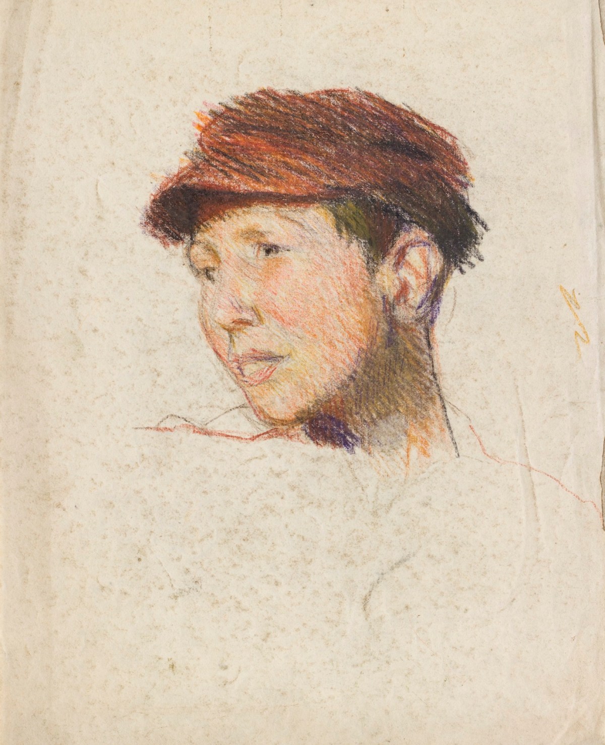 Sir George Clausen RA, A study of the boy's head for 'The Harrow'