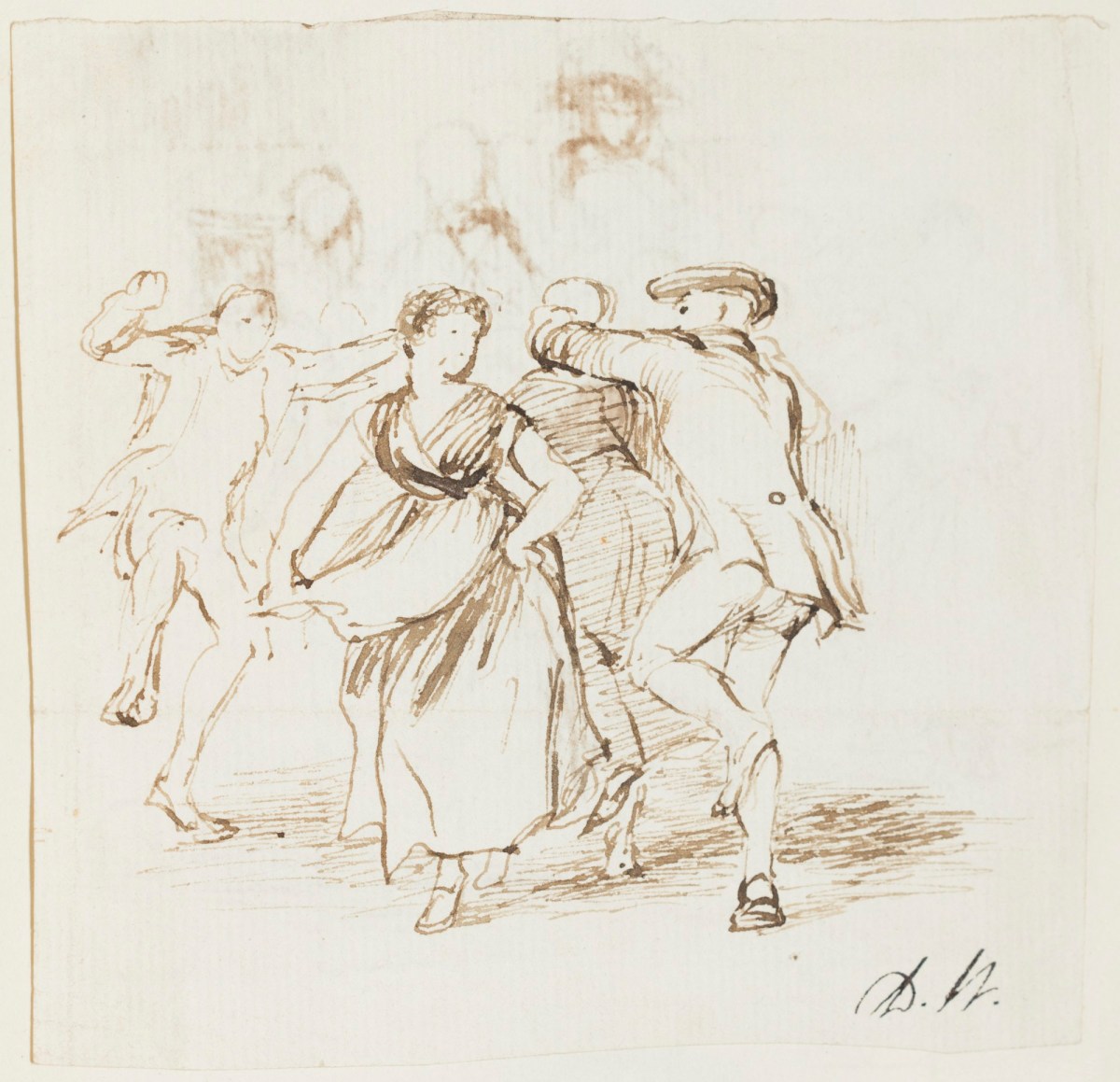 Sir David Wilkie RA, Study of dancing figures for 'The Penny Wedding'