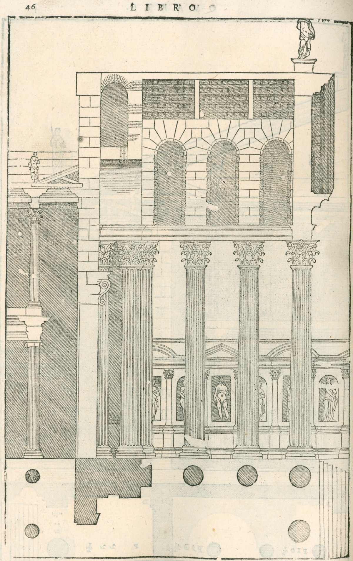 Andrea Palladio, Temple of Jupiter, Quirinal Hill, Rome: longitudinal section