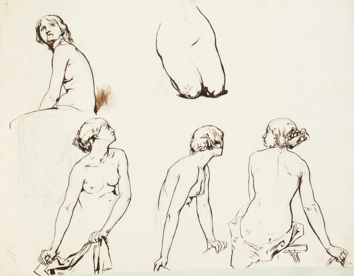 Henry Hugh Armstead RA, Five studies of nude and partially draped female figures