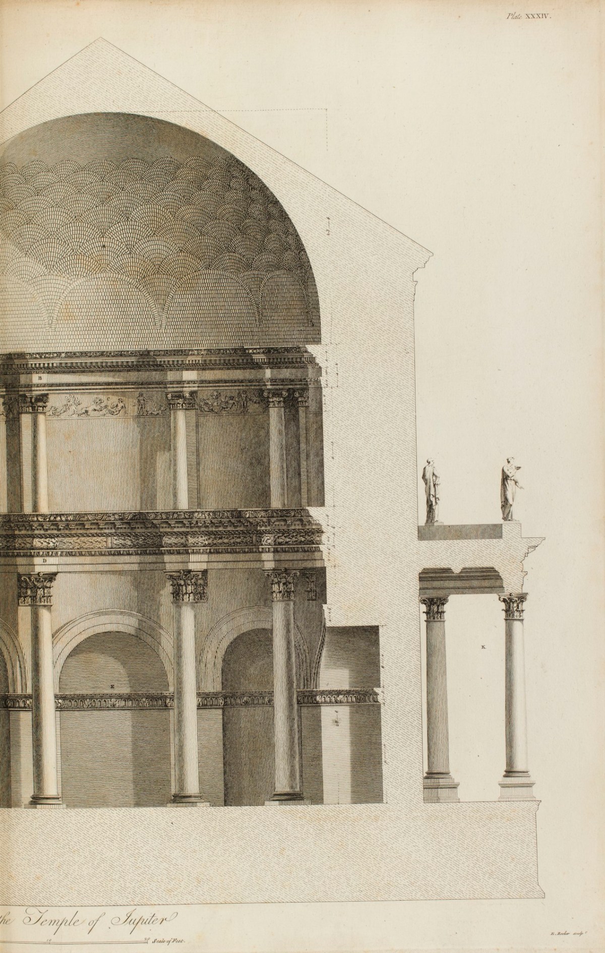 Charles-Louis Clérisseau, Section of the Temple of Jupiter