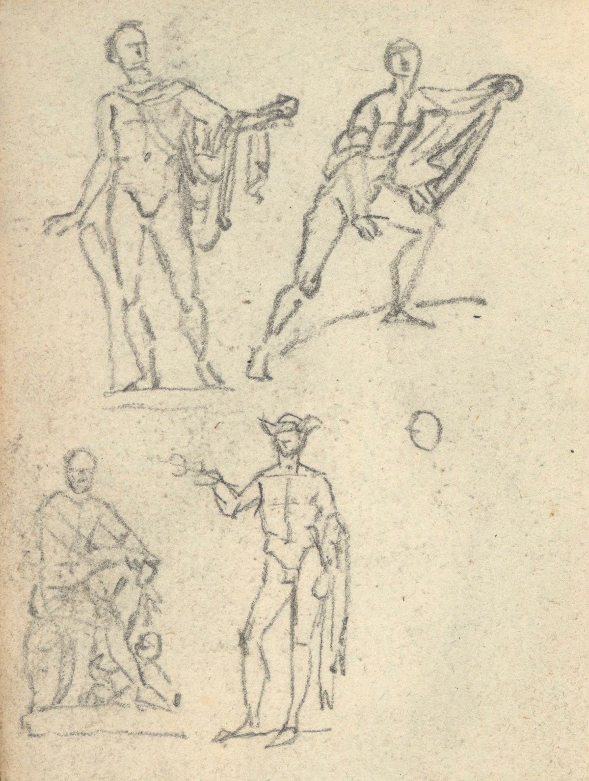 Benjamin West PRA, Leaf from a sketchbook with drawings of Classical sculptures