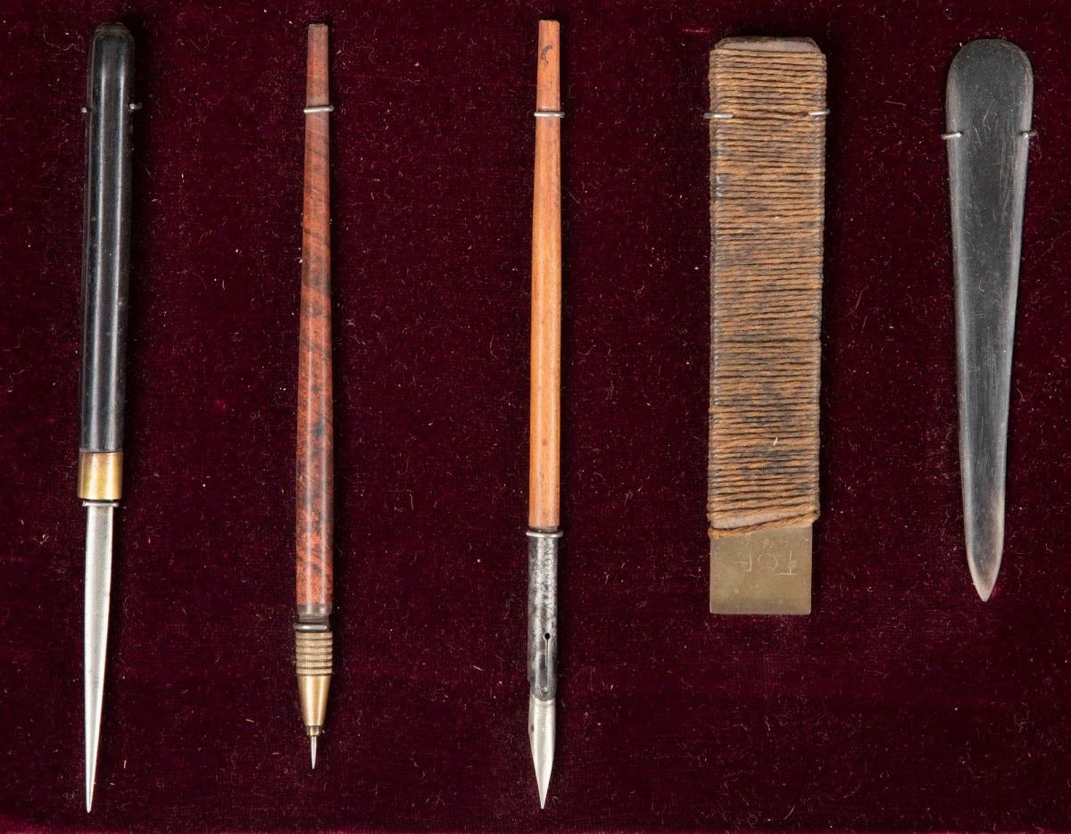 Sir Frank Short RA, Framed collection of engraving and other tools used by Sir Frank Short RA