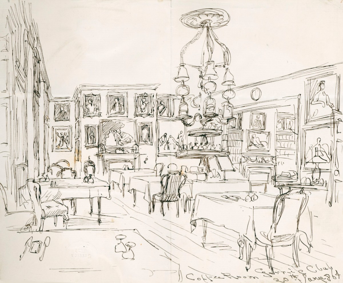 Sir John Gilbert RA, The Coffee Room of the Garrick Club, at King Street, London