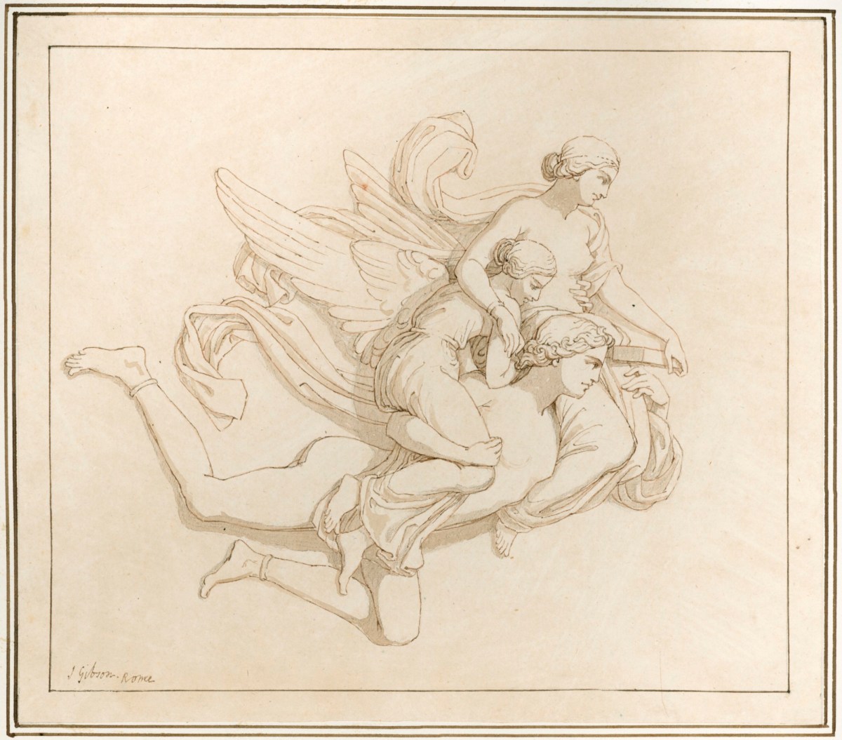 John Gibson RA, Zephyrus carrying Psyche's sisters