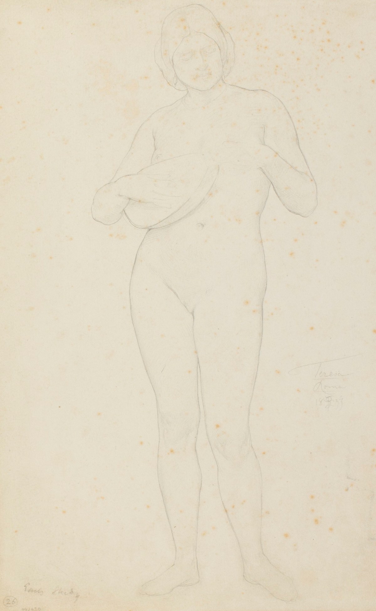 Lord Leighton PRA, Nude study of a woman with a lute