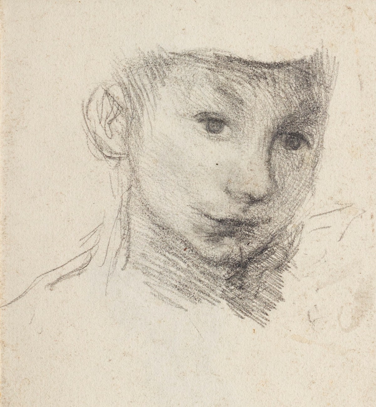 Sir George Clausen RA, Study of the boy's face for 'The Gap in the Hedge'