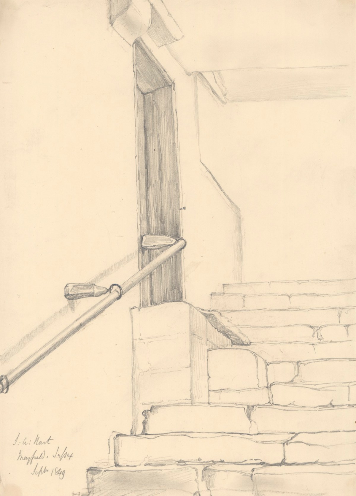 Solomon Alexander Hart RA, Staircase with a handrail at Mayfield, Sussex