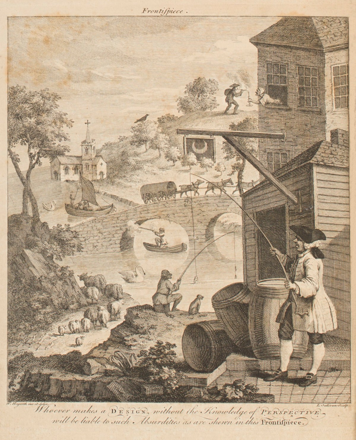 William Hogarth, Frontispiece showing incorrect perspective