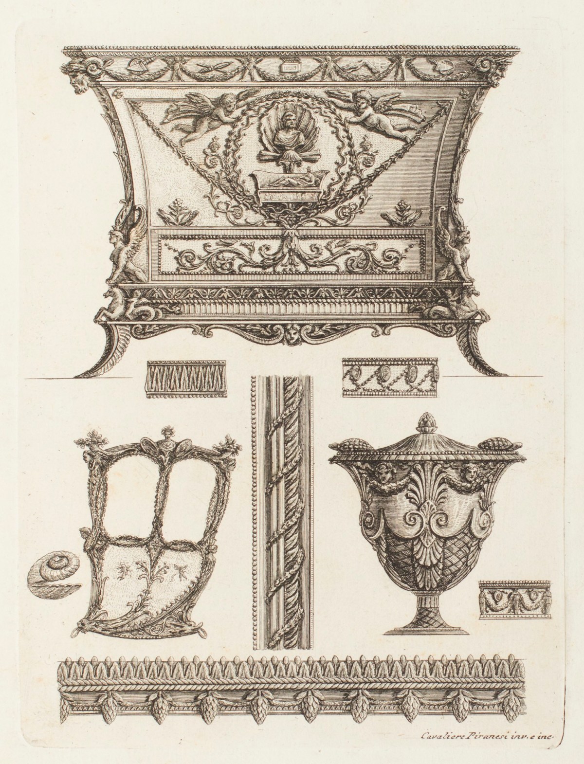 Giovanni Battista Piranesi, Design for a table, vase and other architectural elements