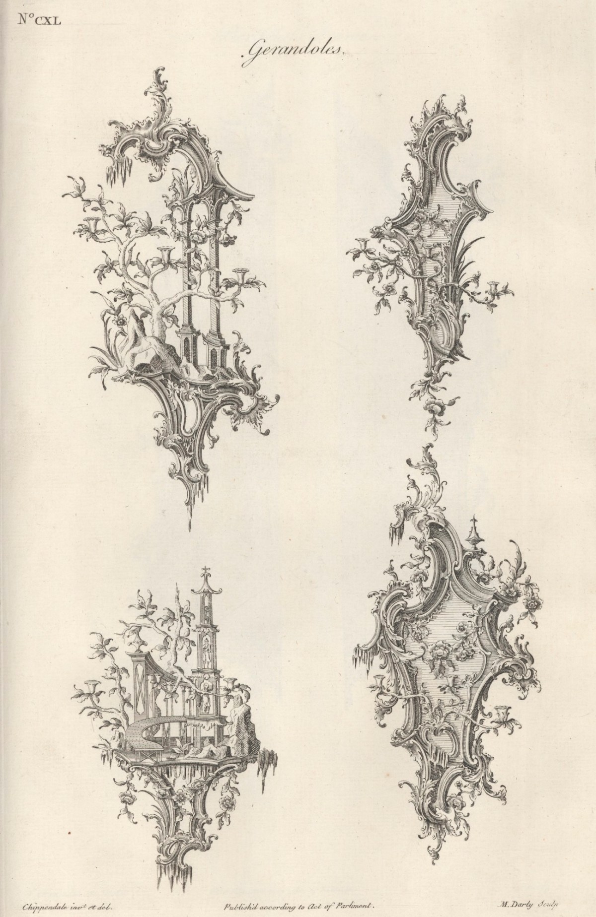 Thomas Chippendale senior, Four designs for girandole sconces