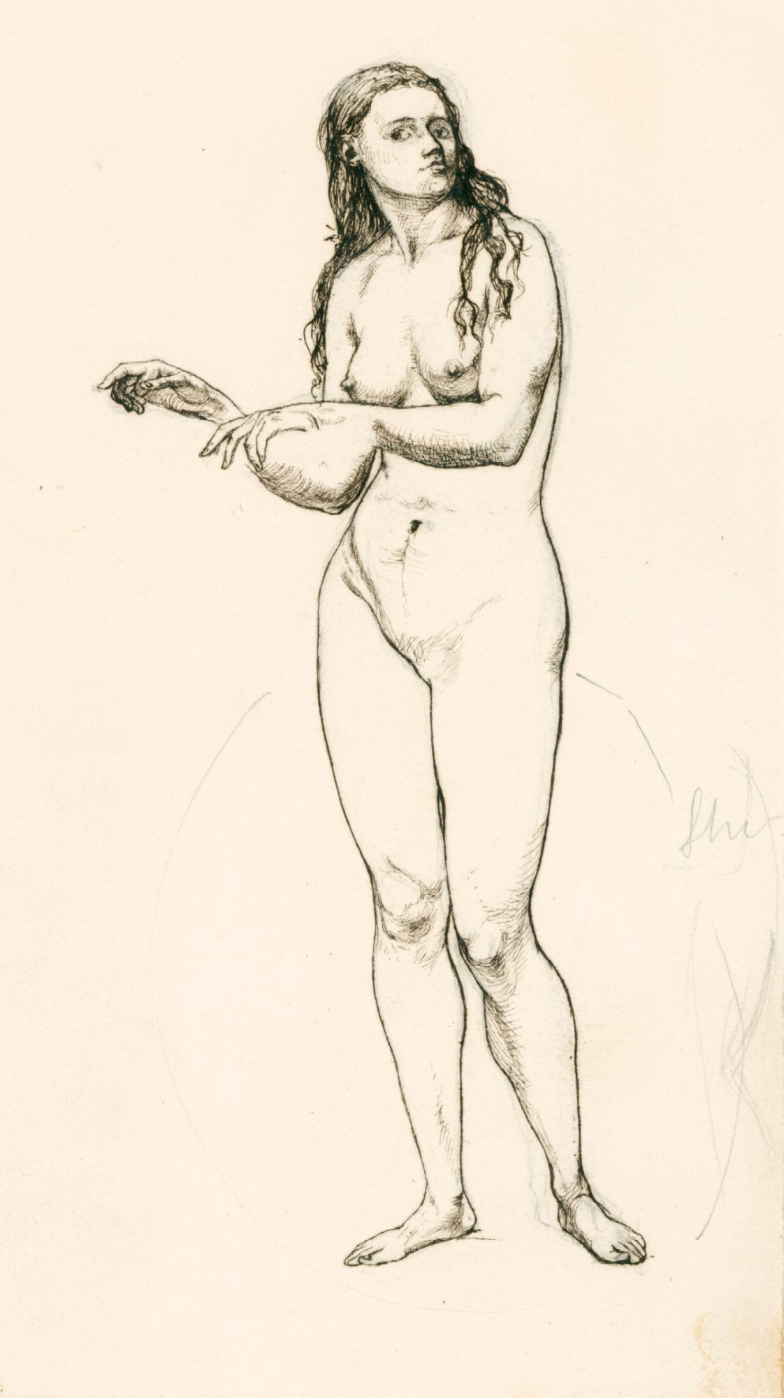 Henry Hugh Armstead RA, Study of a female nude for the 'Adam and Eve' silver vase