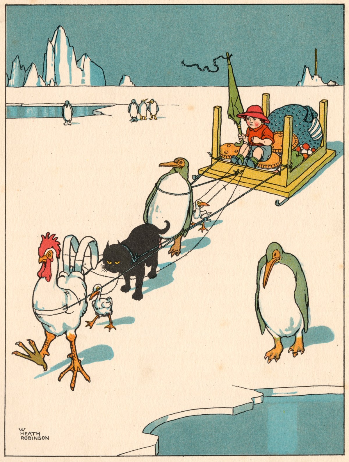 William Heath Robinson, 'The Penguin's Mother accompanied them part of the way'