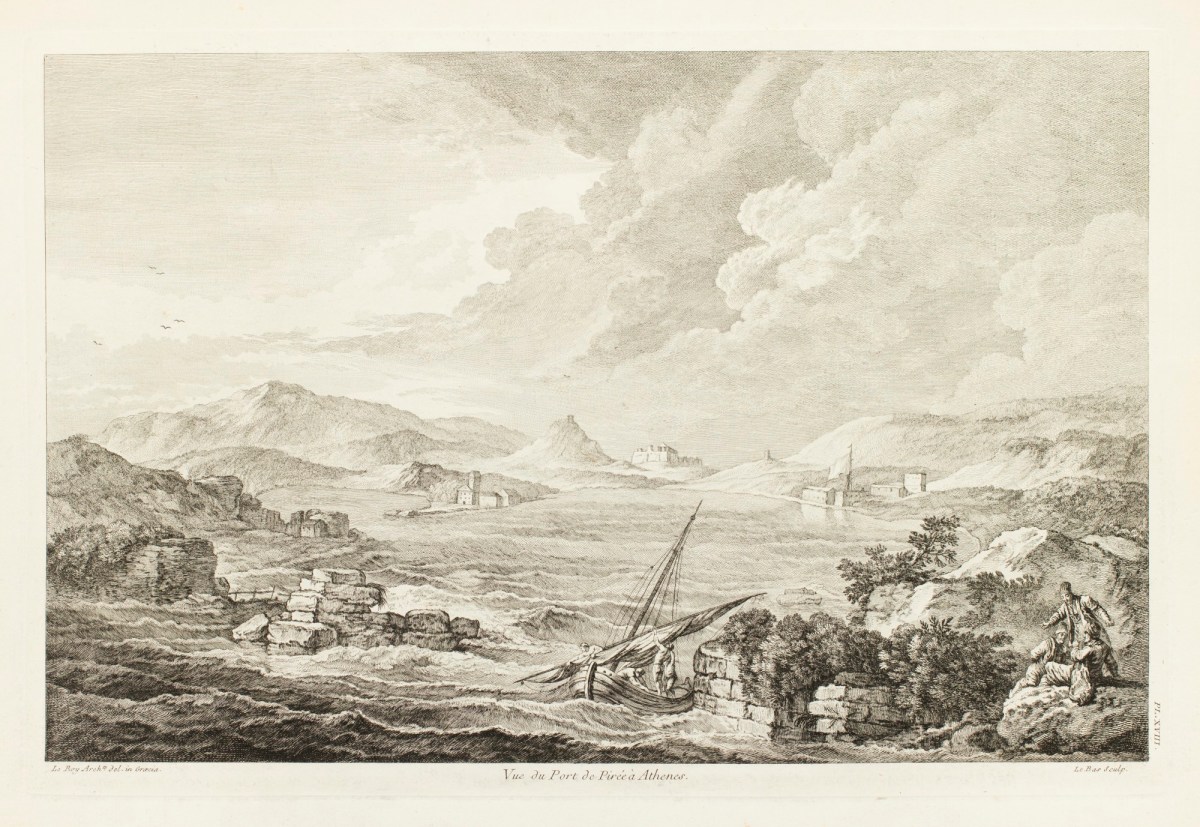 Julien-David Le Roy, View of the port of Piraeus at Athens.