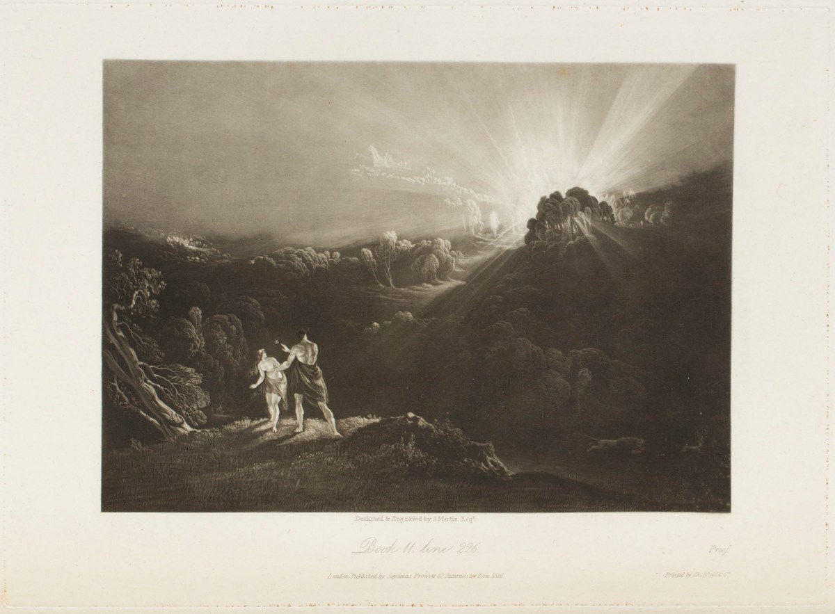 John Martin, Adam and Eve await the angel Michael
