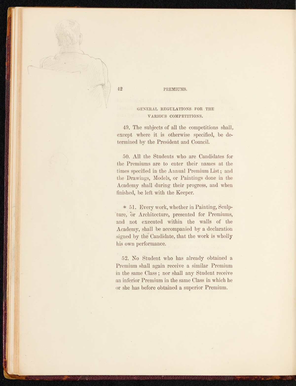 Sir Lawrence Alma-Tadema RA, A copy of the RA Laws as relating to the Schools, annotated and with sketches by Alma-Tadema