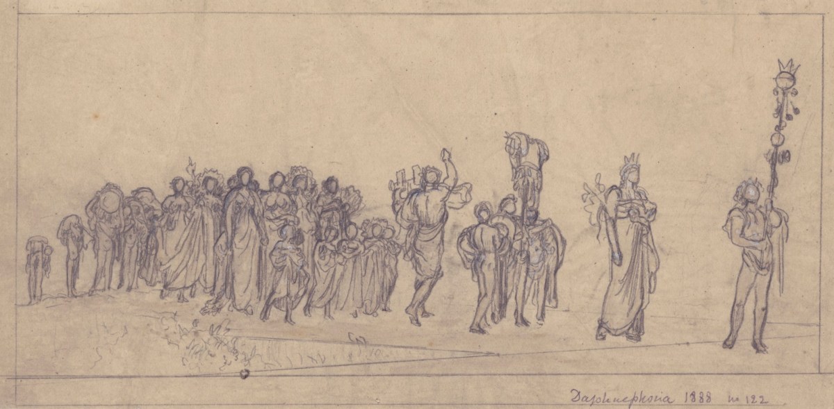 Lord Leighton PRA, Tracing for 'The Daphnephoria'