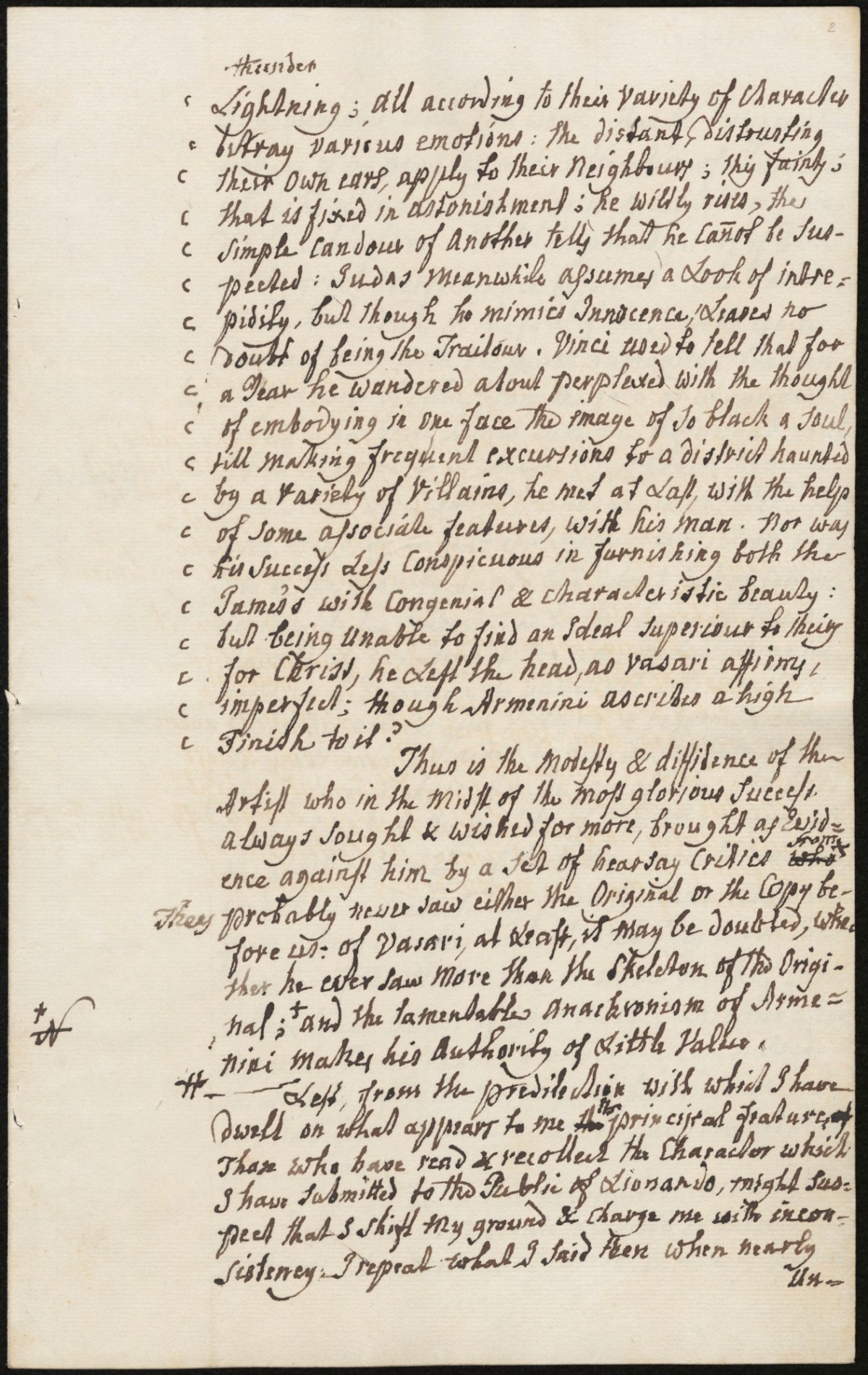 , Henry Fuseli, draft lecture on The Last Supper by Leonardo da Vinci