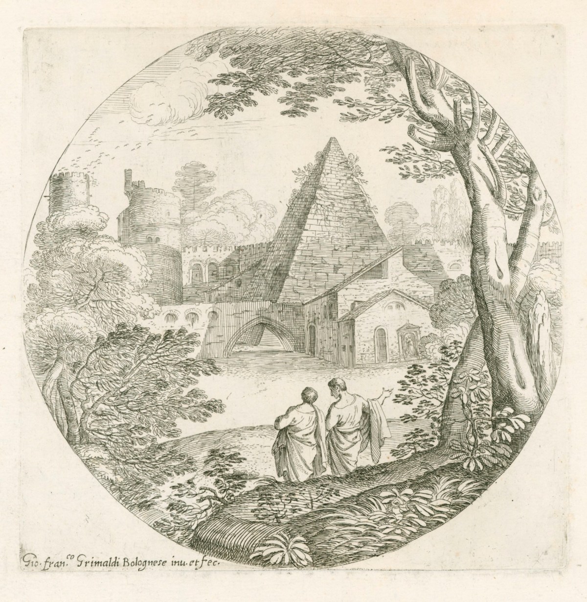 Giovanni Francesco Grimaldi il Bolognese, The Pyramid of Caius Cestius, Rome