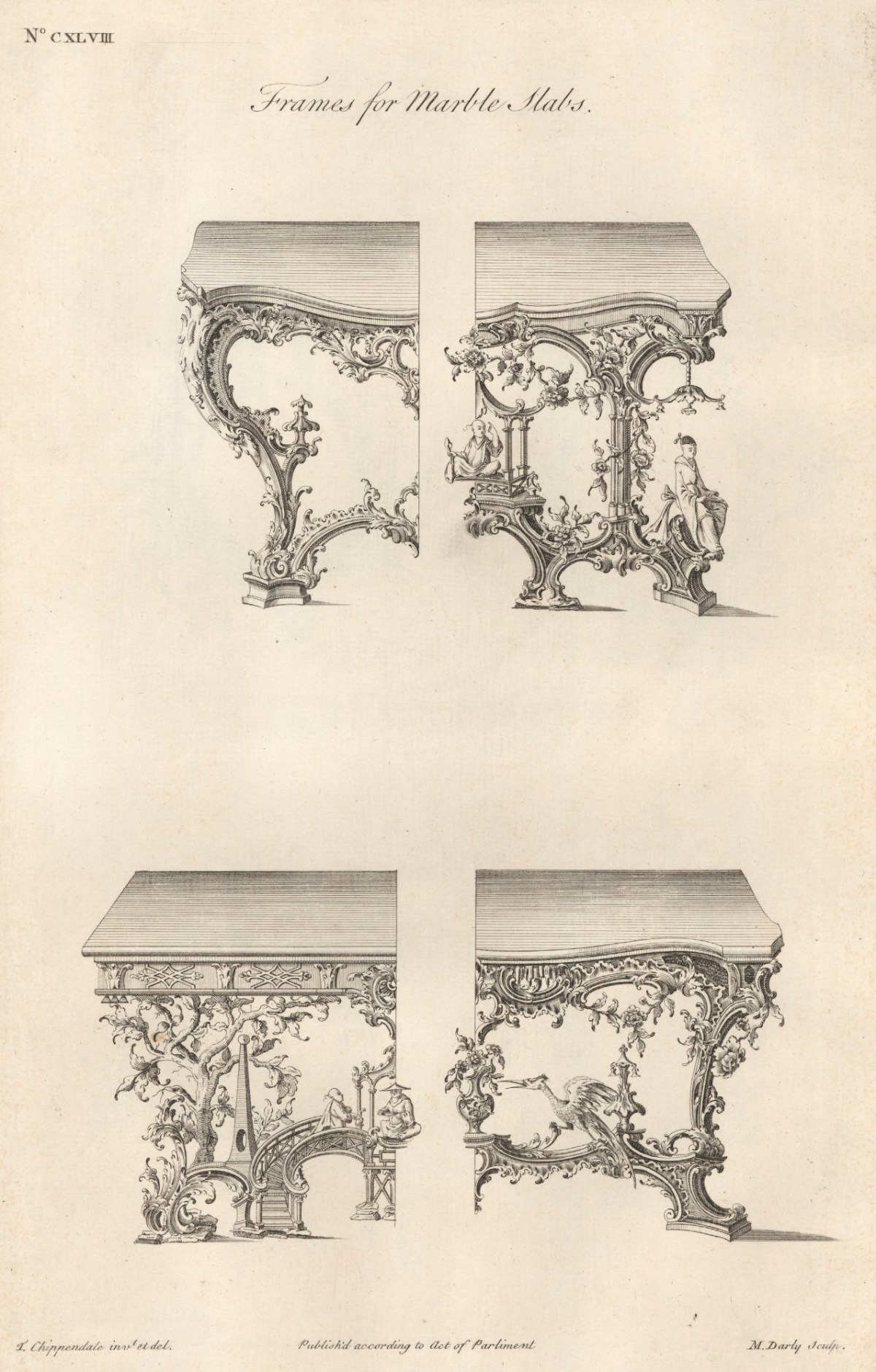 Four designs of frames for marble table tops Works of Art RA