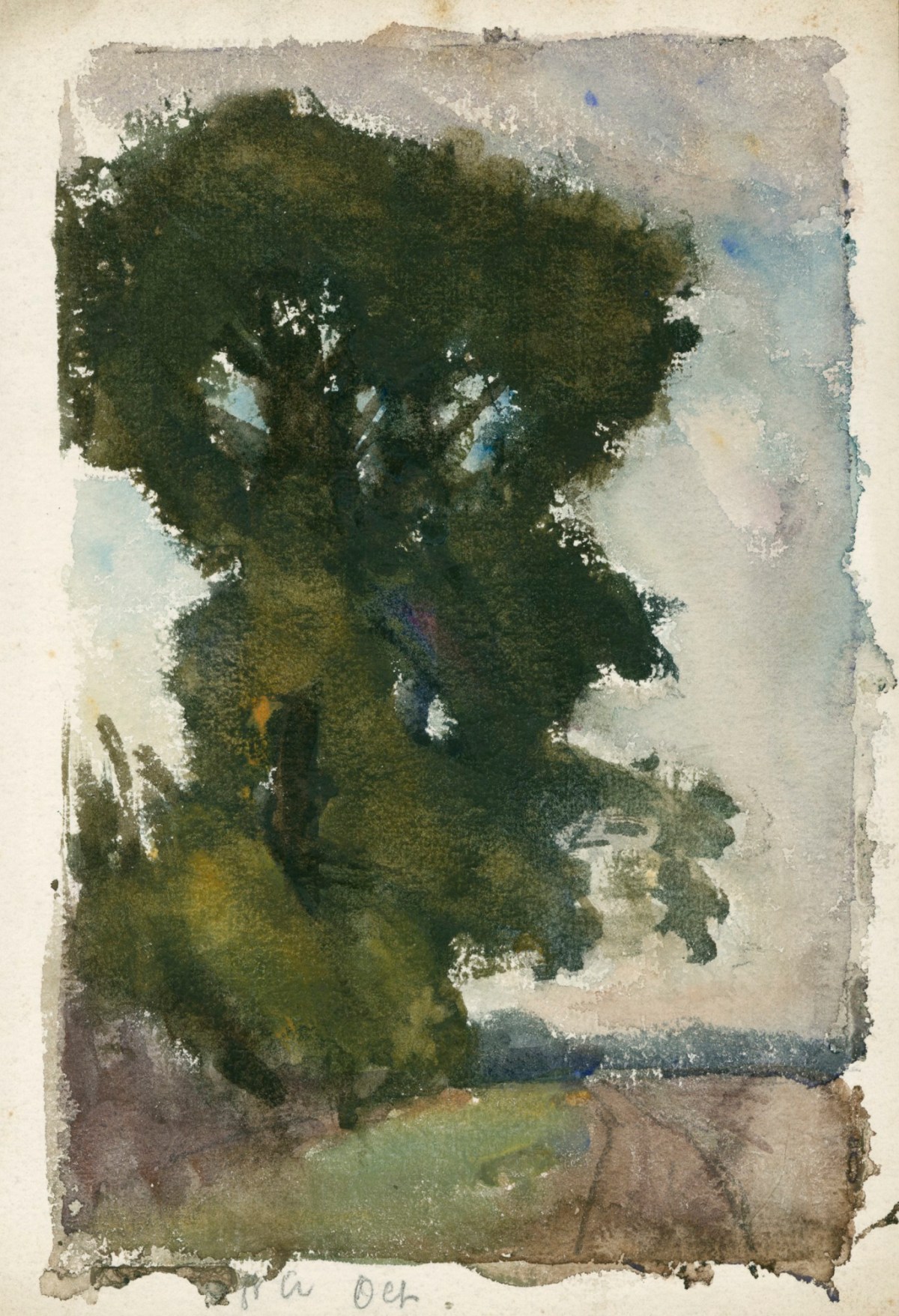 Sir George Clausen RA, 'St Albans, October' (tree in a lane)