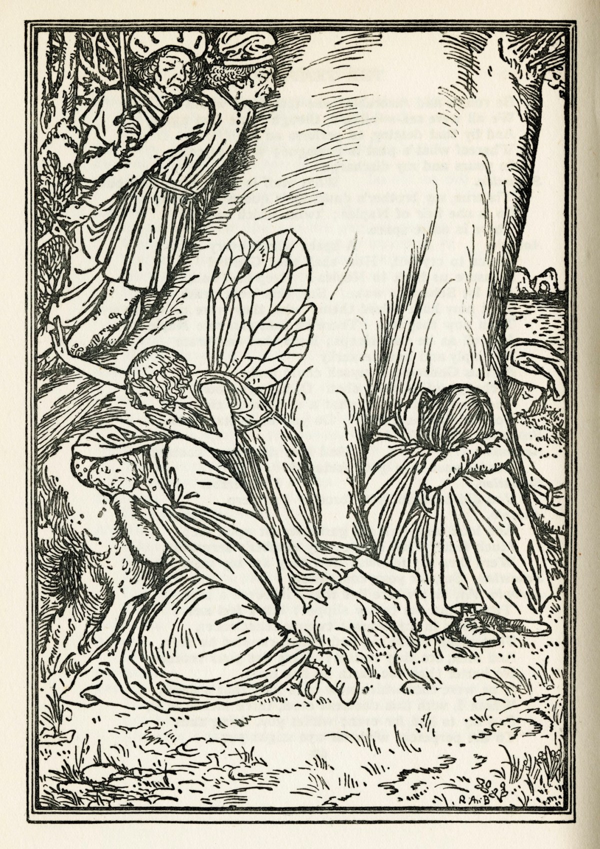 Robert Anning Bell RA, Ariel singing in Gonzalo's ear