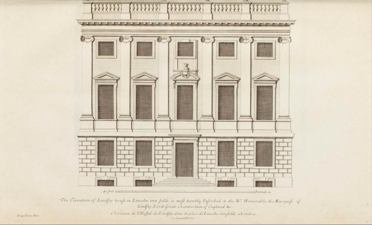 Colen Campbell, The elevation of Lindsey House, Lincoln's Inn Fields, London