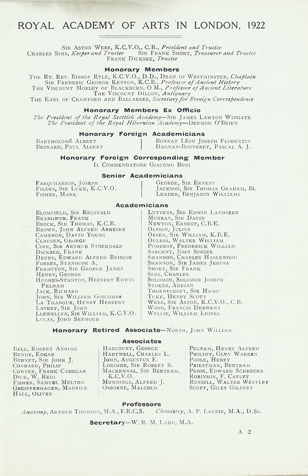 Page 5 of 1922 - Exhibition of Works by recently deceased Members of the Royal Academy