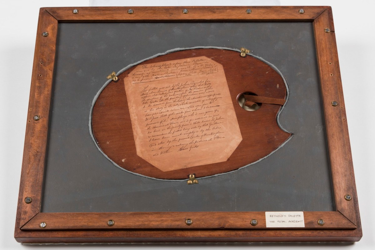 , Palette with colours set by Sir Joshua Reynolds, P.R.A. for Mary Marchioness of Buckingham