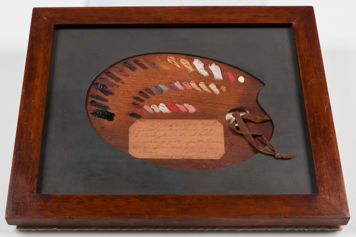 , Palette with colours set by Sir Joshua Reynolds, P.R.A. for Mary Marchioness of Buckingham