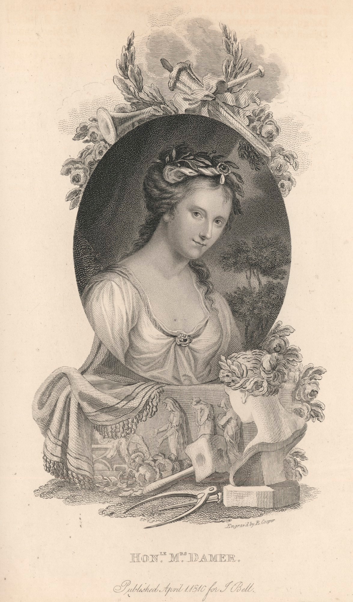 Angelica Kauffman RA, Portrait of Mrs Anne Damer with emblems of Fame and Sculpture