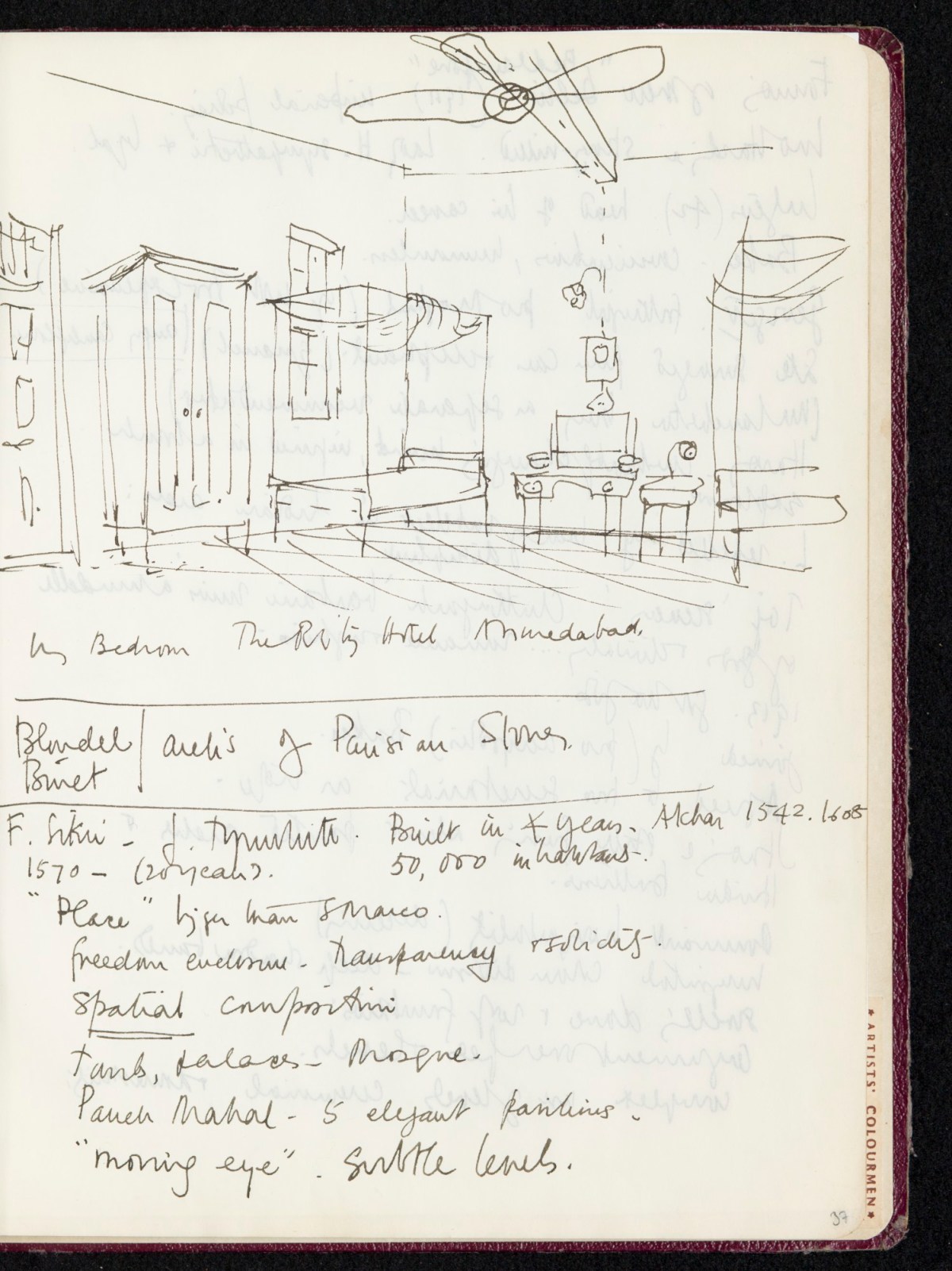 Sir Hugh Casson PRA, Sketchbook with designs and notes