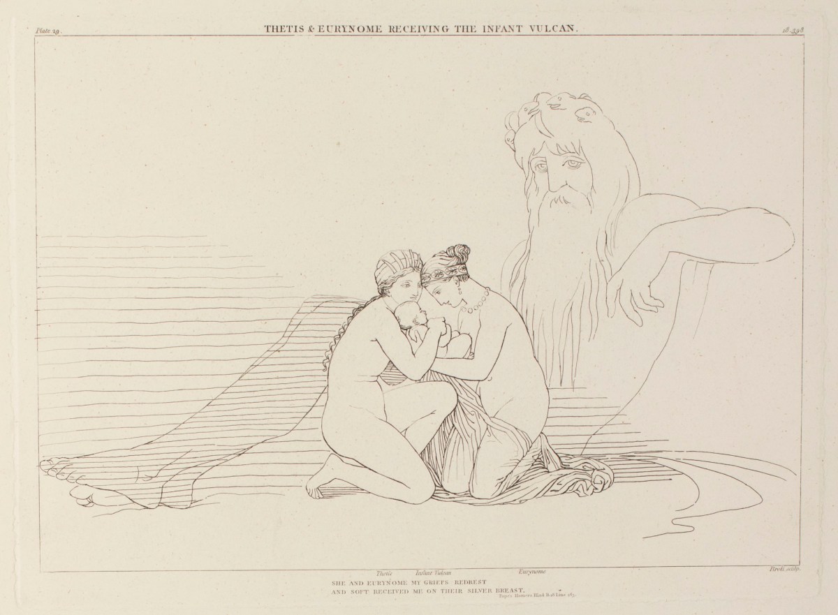 John Flaxman RA, Thetis and Eurynome receiving the infant Vulcan