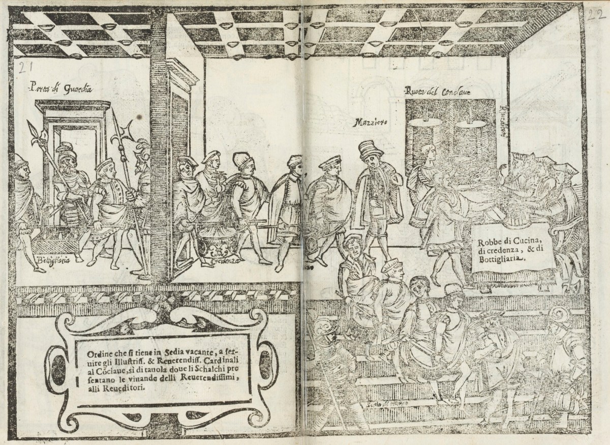 Unsigned, Order and procedures for serving cardinals food and beverages during a conclave.