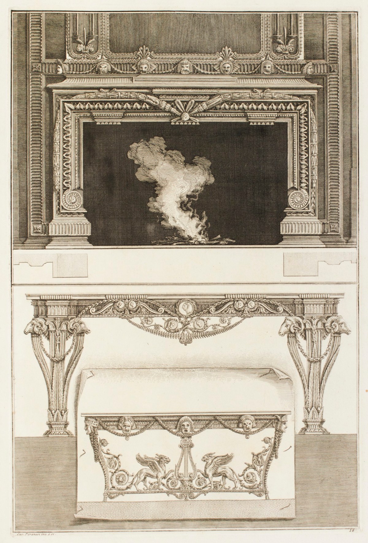 Giovanni Battista Piranesi, Design for a chimneypiece and a table