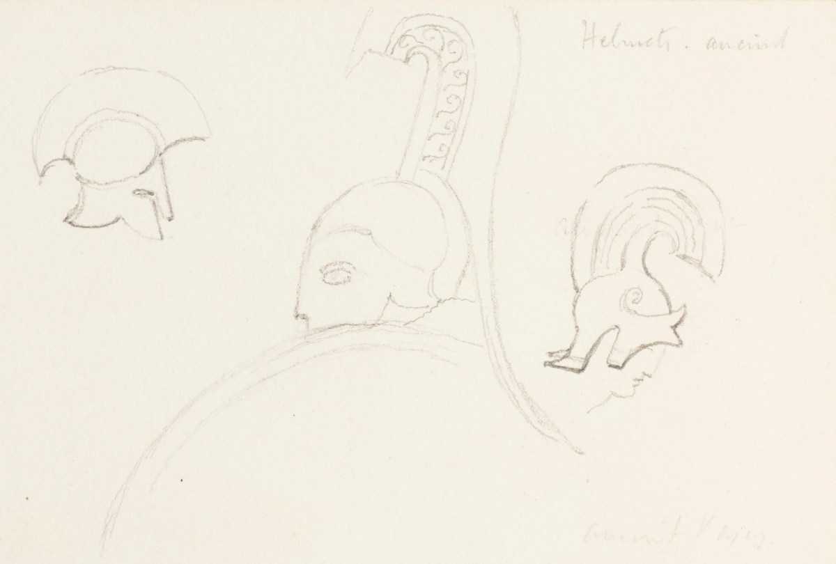 Richard Westmacott the Younger RA, Three sketches of Classical helmets