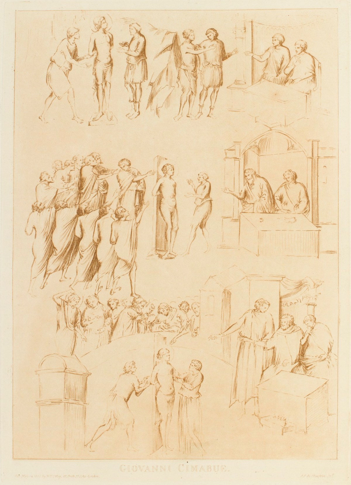 Ignace Joseph de Claussen, 'Studies for the martyrdom of a Saint' , after a drawing attributed to Giovanni Cimabue