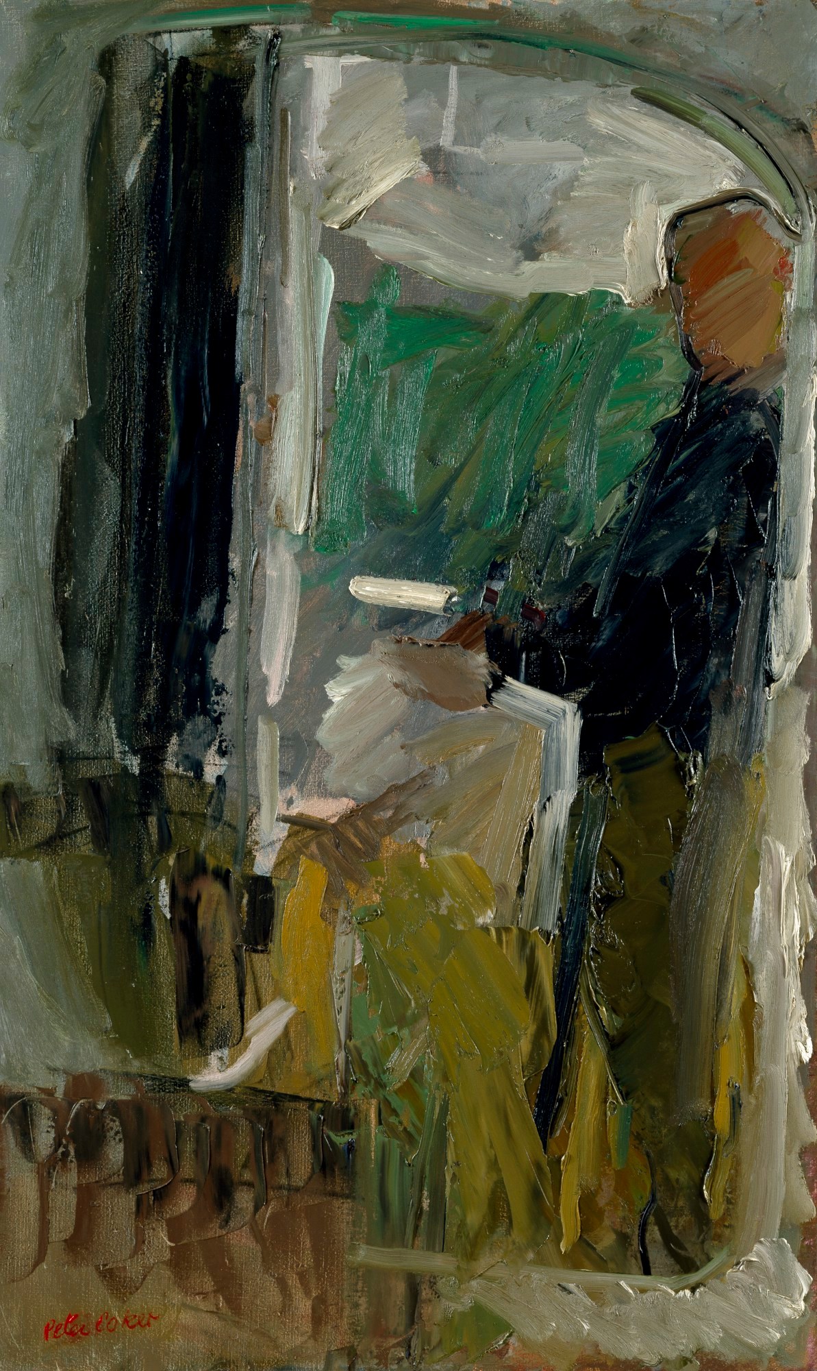 Peter Coker RA, Self Portrait (in Studio Mirror)